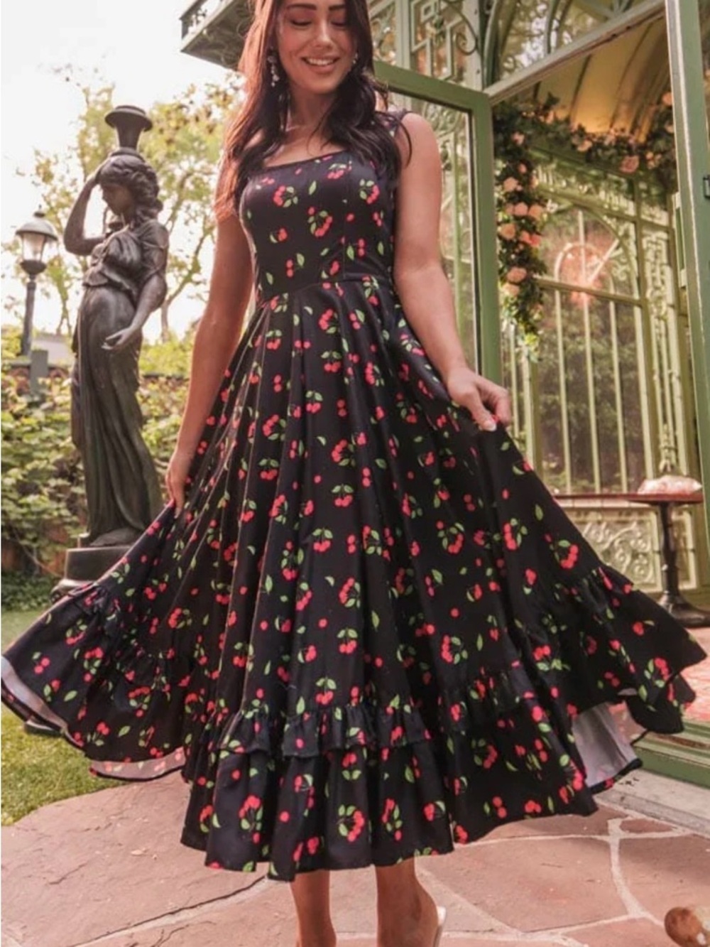 JessaKae Black Cherry Print Midi Dress